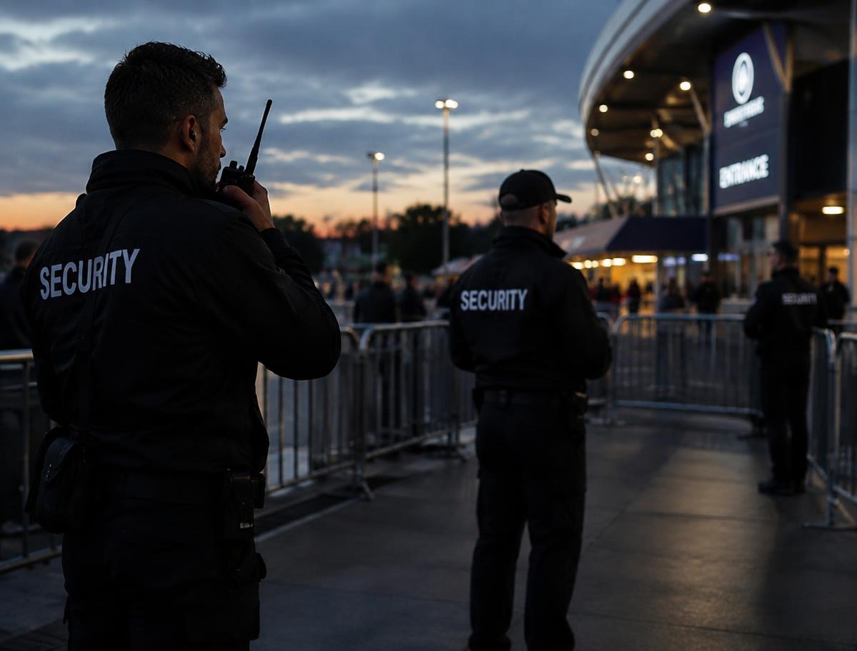 Security personnel coordinating access at an event venue